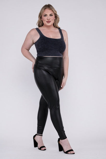 ZENANA Plus High Rise Faux Leather Leggings