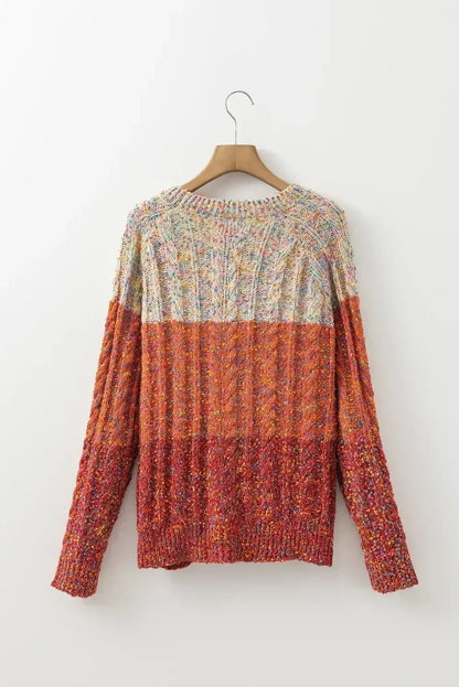 Multicolor Colorblock Confetti Knit Sweater