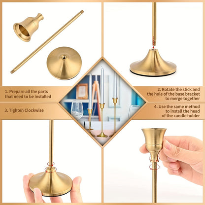 Set of 3 Brass Cone Candle Holders for Modern Decor