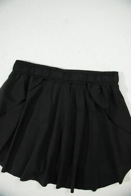 Light Green Drawstring High Waist Lined Tennis Skort