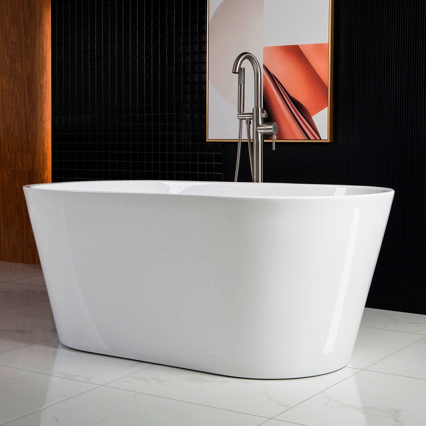 WOODBRIDGE 59" Acrylic Freestanding Bathtub Contemporary Soaking Tub