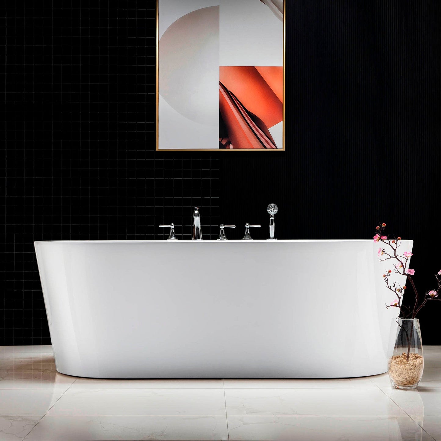WOODBRIDGE 66" Acrylic Freestanding Bathtub Contemporary Soaking Tub