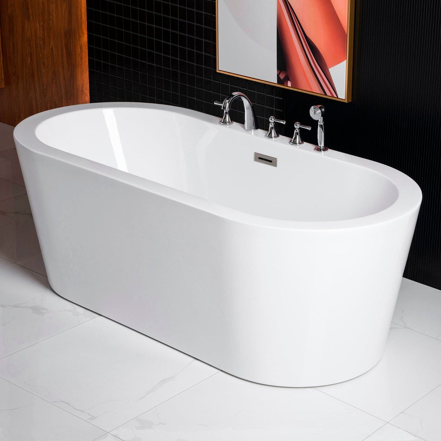 WOODBRIDGE 66" Acrylic Freestanding Bathtub Contemporary Soaking Tub