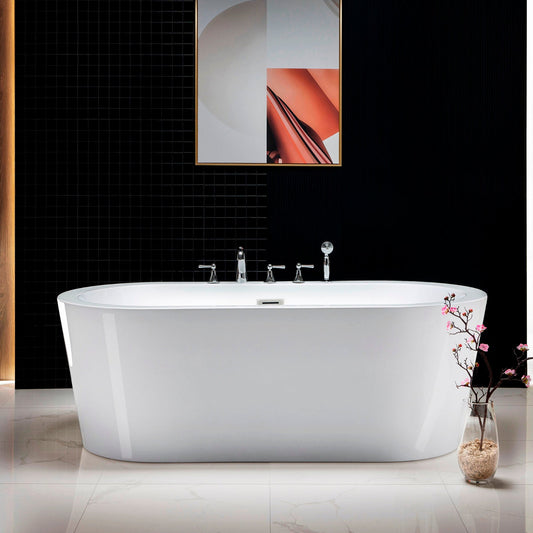 WOODBRIDGE 66" Acrylic Freestanding Bathtub Contemporary Soaking Tub