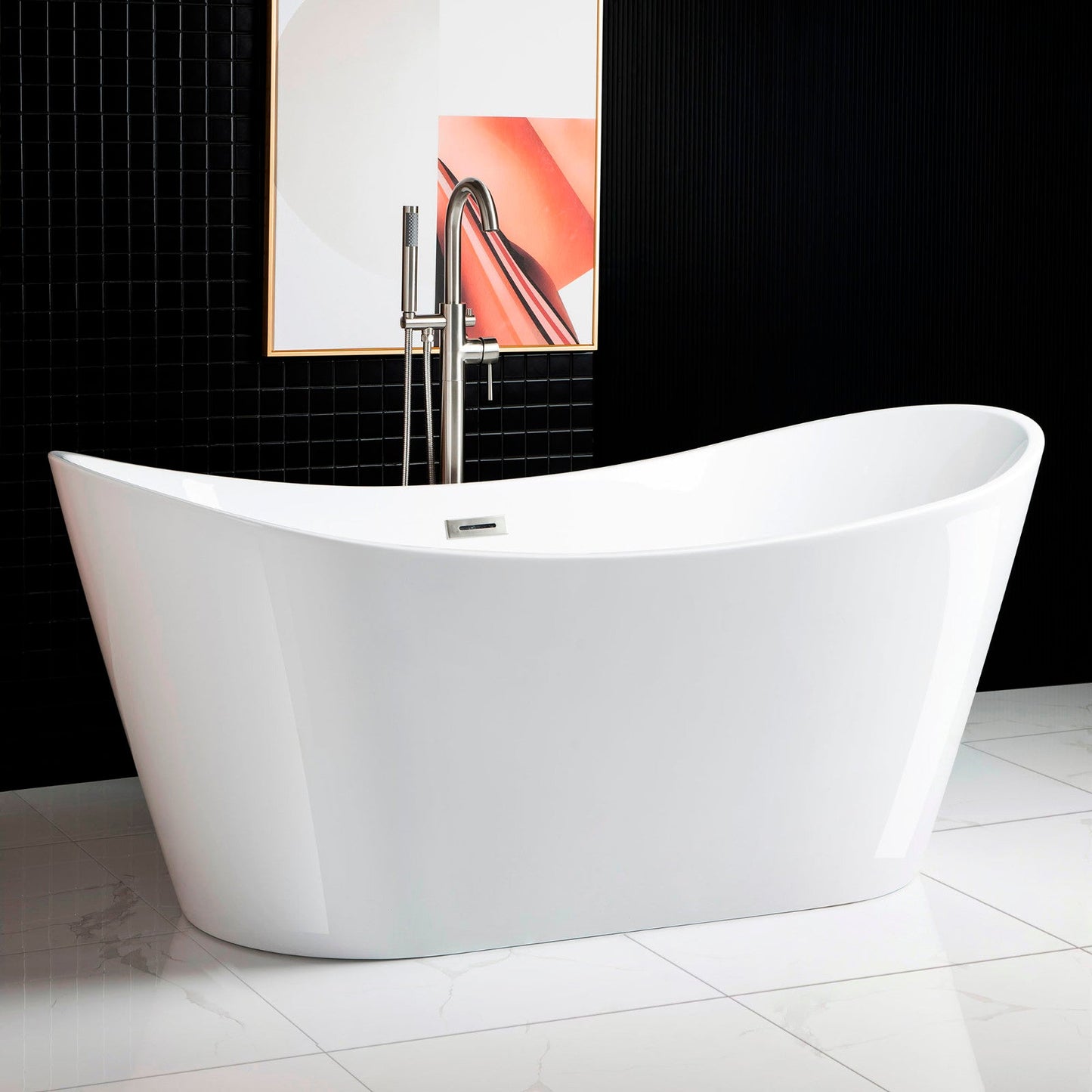 WOODBRIDGE 67" Acrylic Freestanding Bathtub Contemporary Soaking Tub
