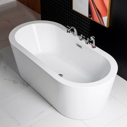 WOODBRIDGE 59" Acrylic Freestanding Bathtub Contemporary Soaking Tub
