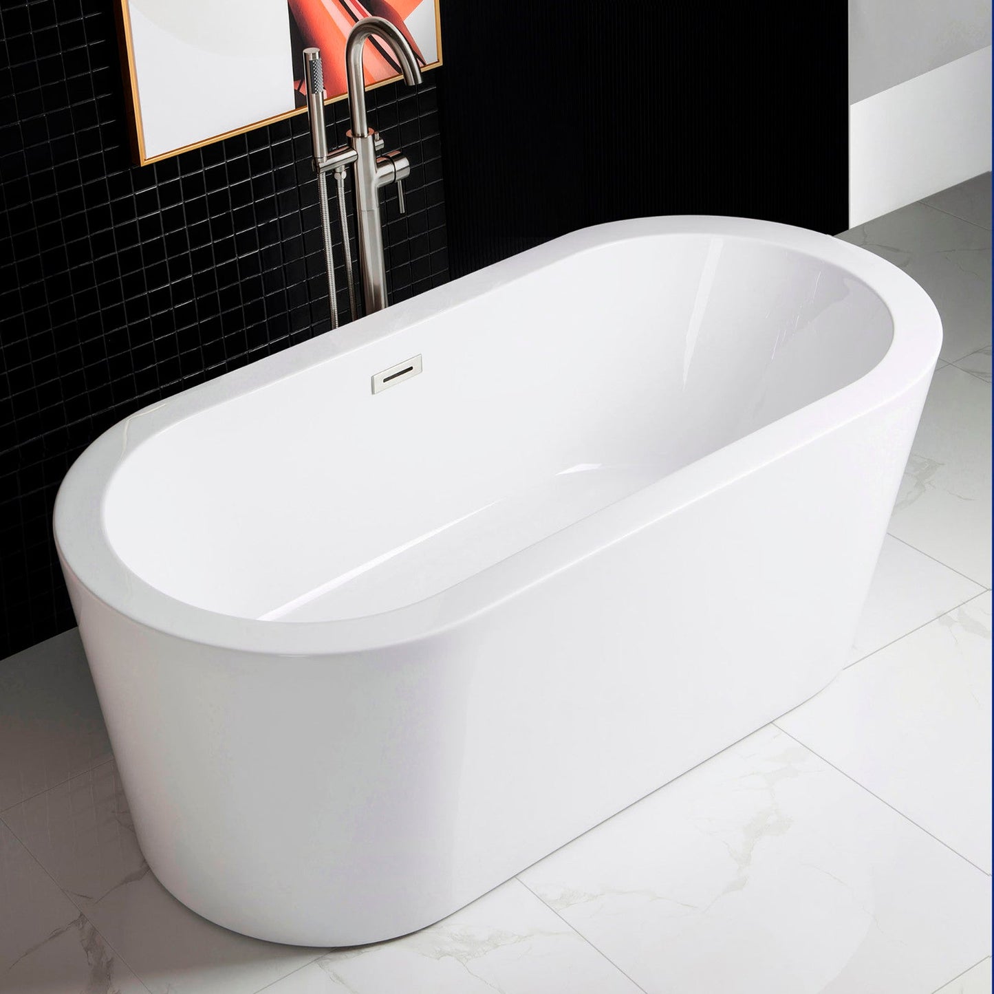 WOODBRIDGE 59" Acrylic Freestanding Bathtub Contemporary Soaking Tub