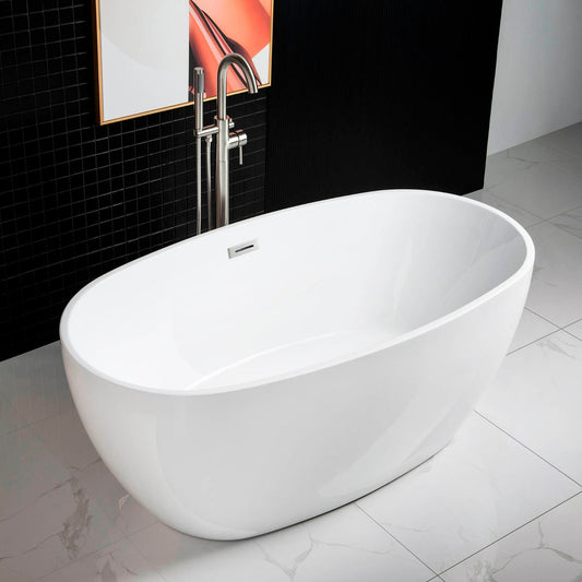 WOODBRIDGE 59" Acrylic Freestanding Bathtub Contemporary Soaking Tub