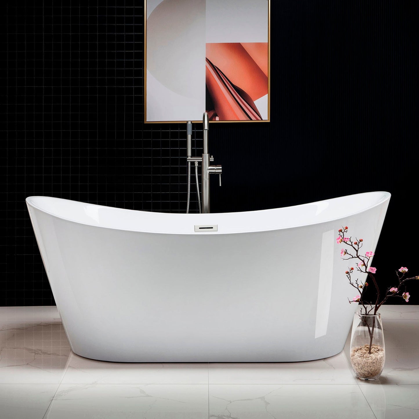 WOODBRIDGE 71" Acrylic Freestanding Bathtub Contemporary Soaking Tub