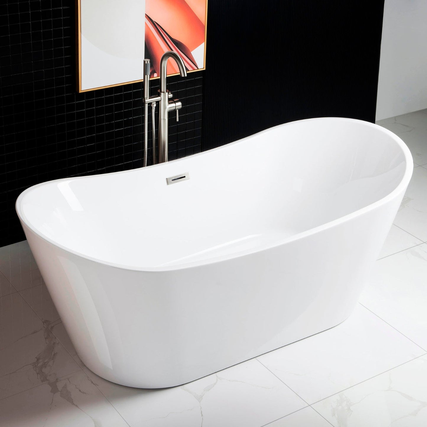 WOODBRIDGE 71" Acrylic Freestanding Bathtub Contemporary Soaking Tub