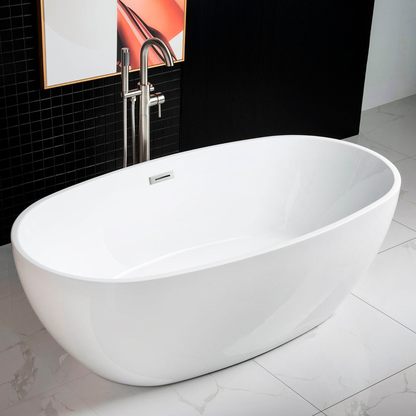 WOODBRIDGE 67" Acrylic Freestanding Bathtub Contemporary Soaking Tub