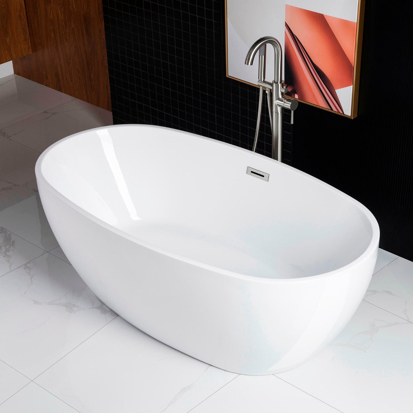 WOODBRIDGE 67" Acrylic Freestanding Bathtub Contemporary Soaking Tub
