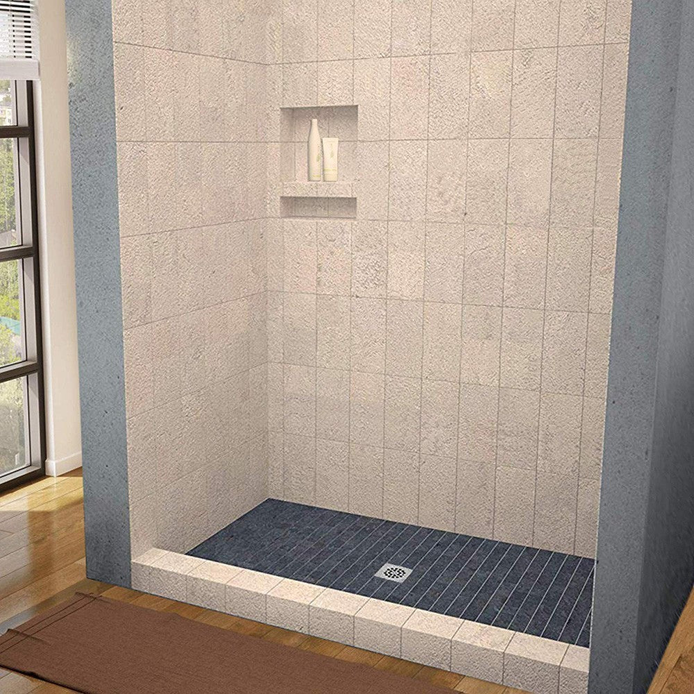 Tileable Shower Base 48"x36" with Integrated Center PVC Drain, 36-Inch Depth by 48-Inch Width , Ready for Tile , inlcude Tile adhesive & Flushing kit , SBR4836 Tileable