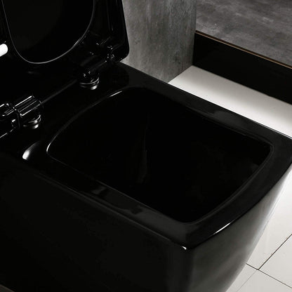 WOODBRIDGE Modern Square Design One Piece Dual Flush 1.28 GP Toilet, Chair Height with Soft Closing Seat, Black