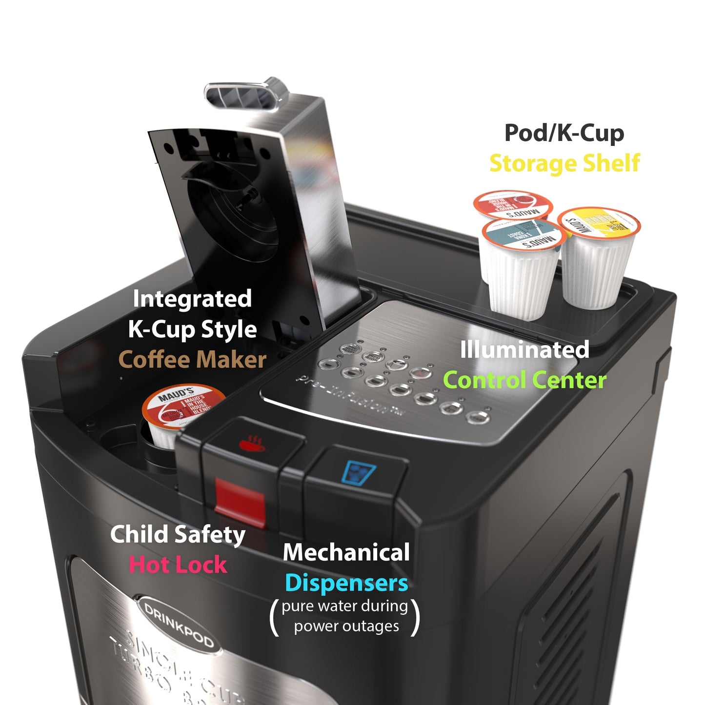 Drinkpod 3000 Elite Series - Coffee Plus Water Purification Cooler