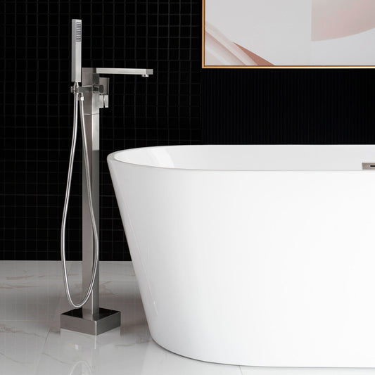 WOODBRIDGE F0003BN Contemporary Single Handle Floor Mount Freestanding Tub Filler Faucet with Hand shower