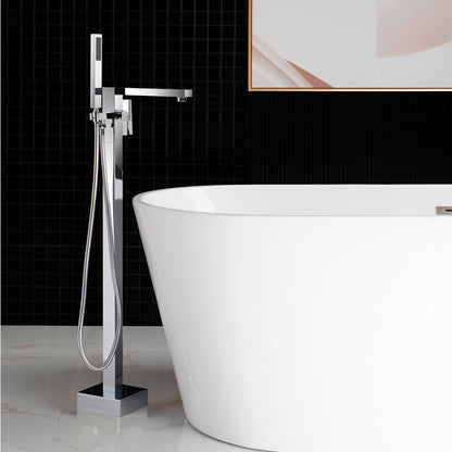 WOODBRIDGE F0003BN Contemporary Single Handle Floor Mount Freestanding Tub Filler Faucet with Hand shower