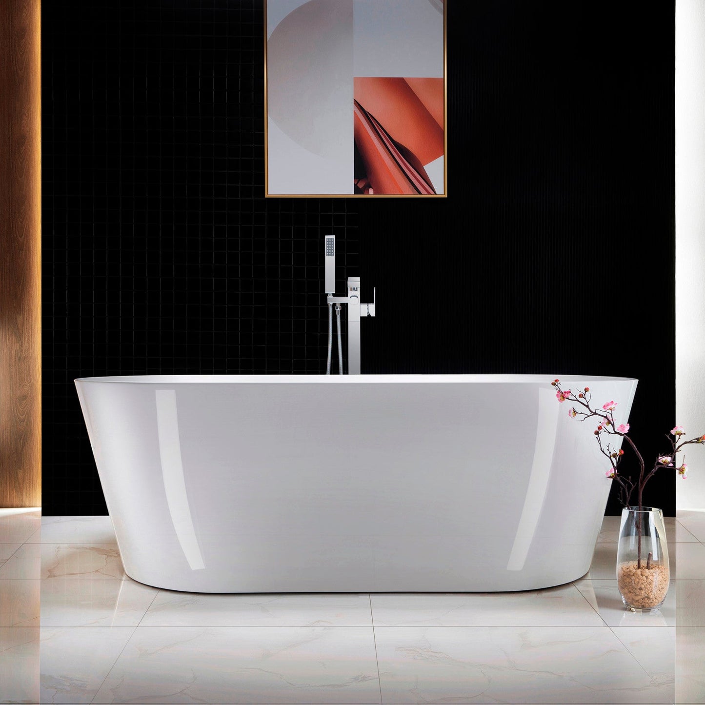 WOODBRIDGE F0003BN Contemporary Single Handle Floor Mount Freestanding Tub Filler Faucet with Hand shower