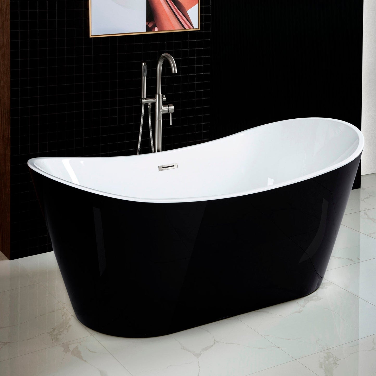 WOODBRIDGE B-1815 67" Acrylic Freestanding Bathtub Contemporary Soaking Tub