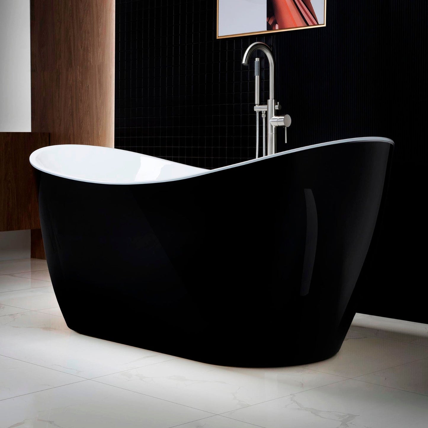 WOODBRIDGE B-1816 59" Acrylic Freestanding Bathtub Contemporary Soaking Tub