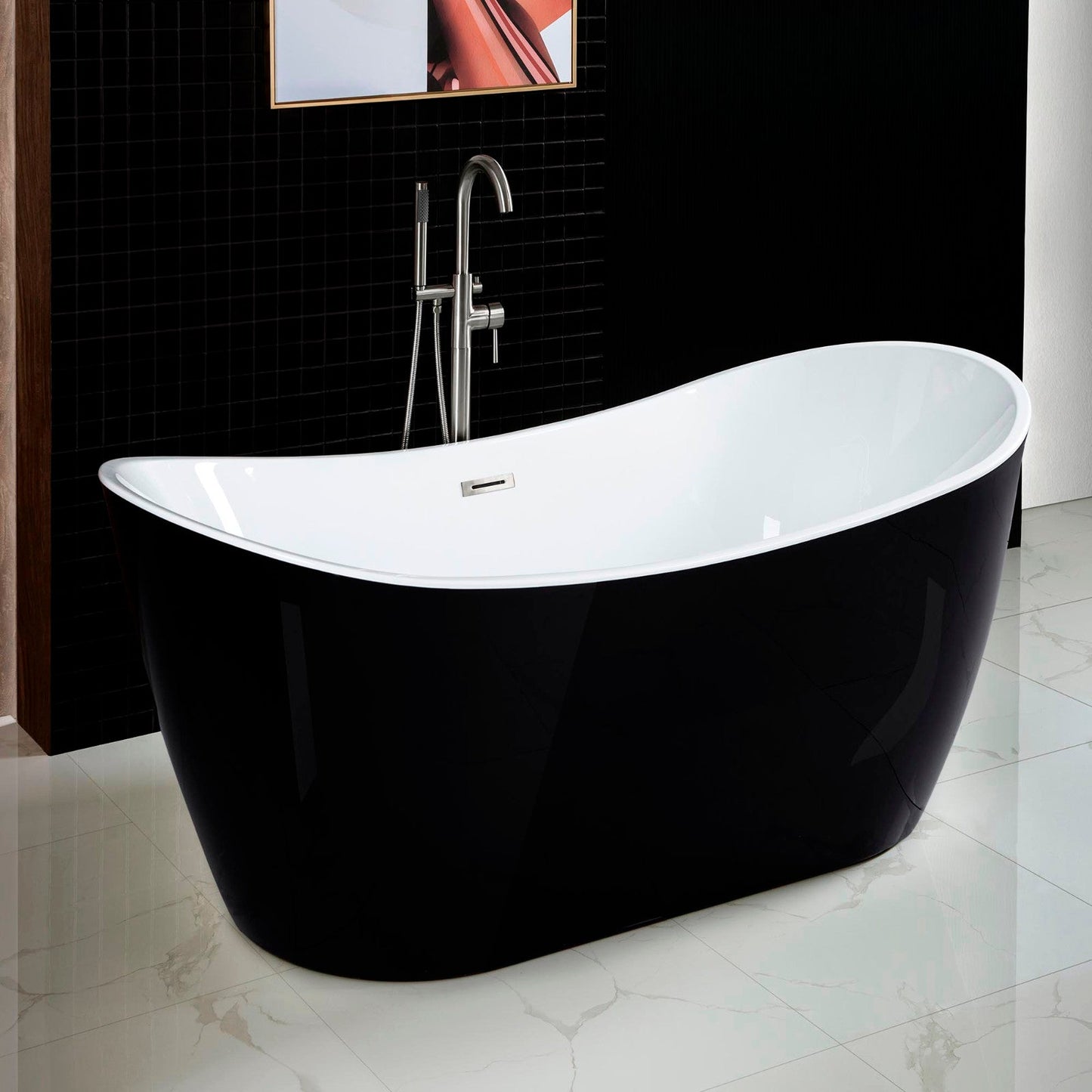 WOODBRIDGE B-1816 59" Acrylic Freestanding Bathtub Contemporary Soaking Tub