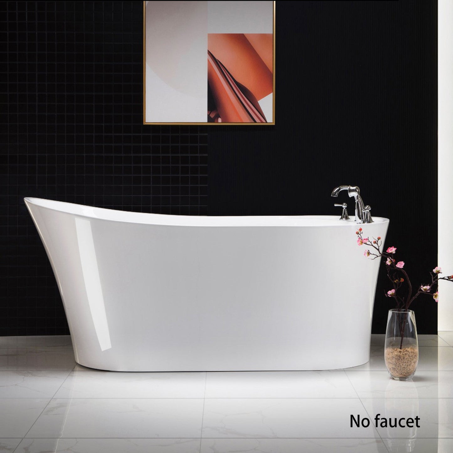WOODBRIDGE 59" Acrylic Freestanding Bathtub Contemporary Soaking Tub