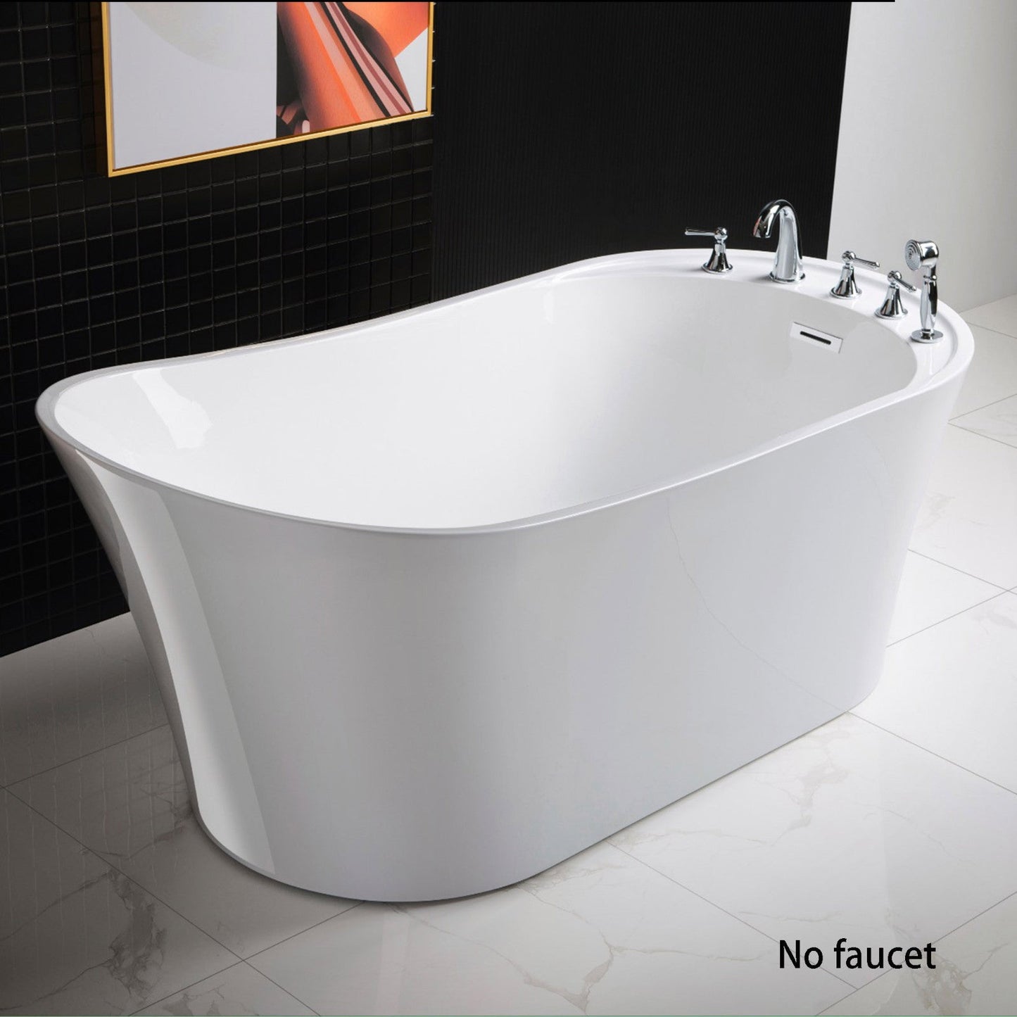 WOODBRIDGE 59" Acrylic Freestanding Bathtub Contemporary Soaking Tub