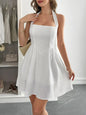 Halter Neck Mini White Summer Dress