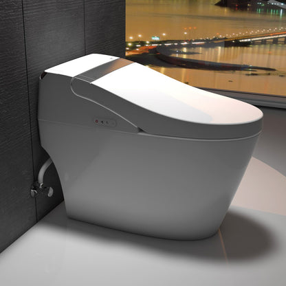 WOODBRIDGE B0960S Auto Flush, Auto Open & Auto Close, 1.28 GPF Single Flush Toilet with Intelligent Smart Bidet Seat and Wireless Remote Control, Chair Height