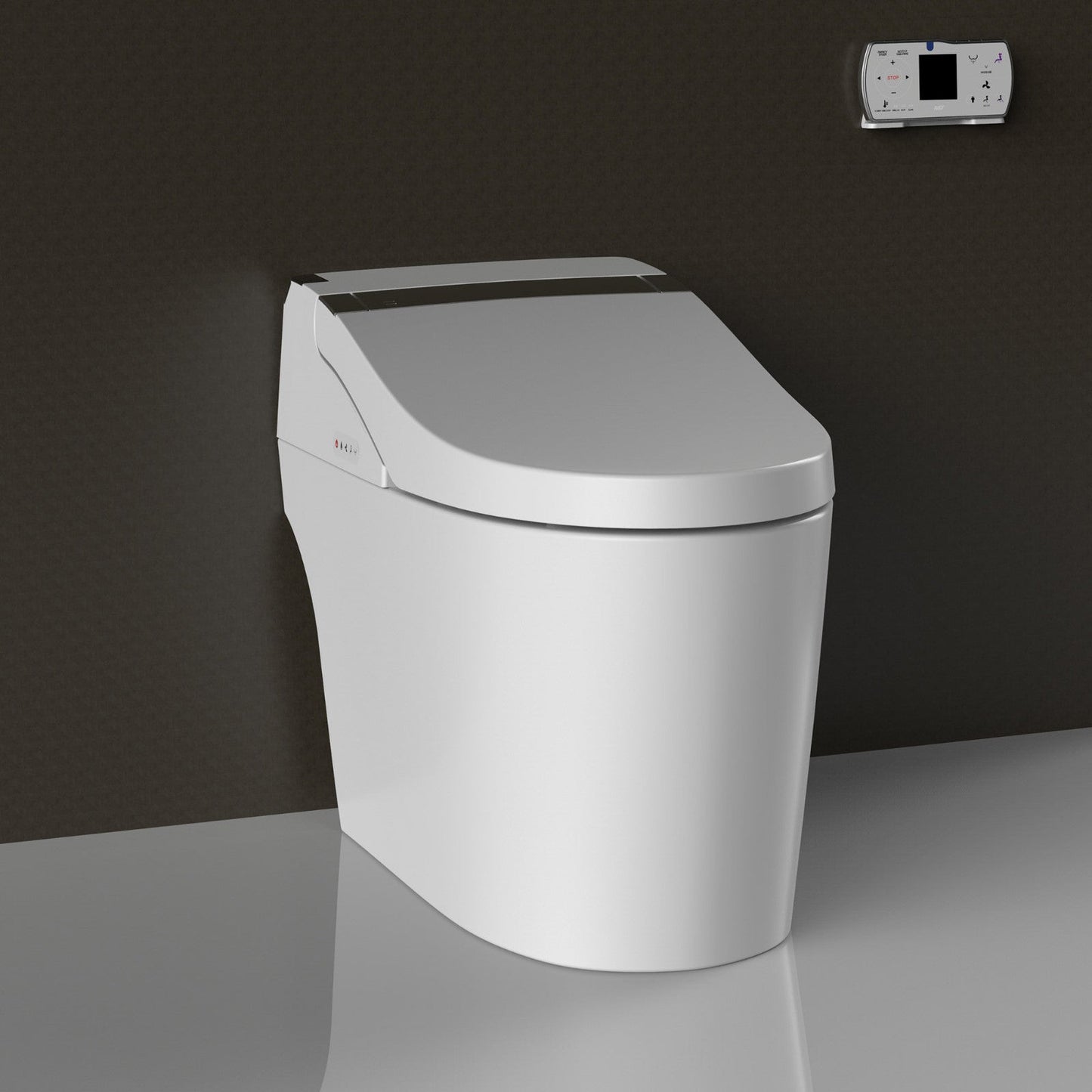 WOODBRIDGE B0960S Auto Flush, Auto Open & Auto Close, 1.28 GPF Single Flush Toilet with Intelligent Smart Bidet Seat and Wireless Remote Control, Chair Height
