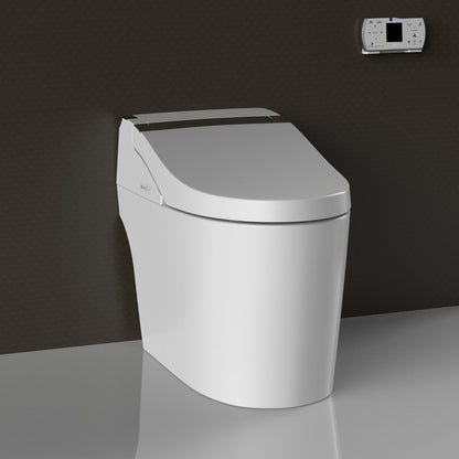 WOODBRIDGE B0960S Auto Flush, Auto Open & Auto Close, 1.28 GPF Single Flush Toilet with Intelligent Smart Bidet Seat and Wireless Remote Control, Chair Height
