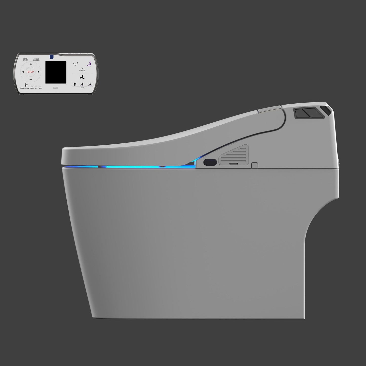 WOODBRIDGE B0960S Auto Flush, Auto Open & Auto Close, 1.28 GPF Single Flush Toilet with Intelligent Smart Bidet Seat and Wireless Remote Control, Chair Height