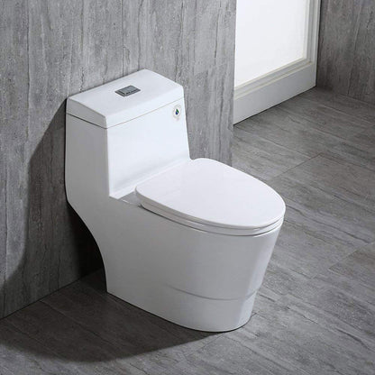 WOODBRIDGEBath T-0019, Dual Flush Elongated One Piece Toilet with Soft Closing Seat, Chair Height, Water Sense, High-Efficiency, Rectangle Button (2 -Pack)