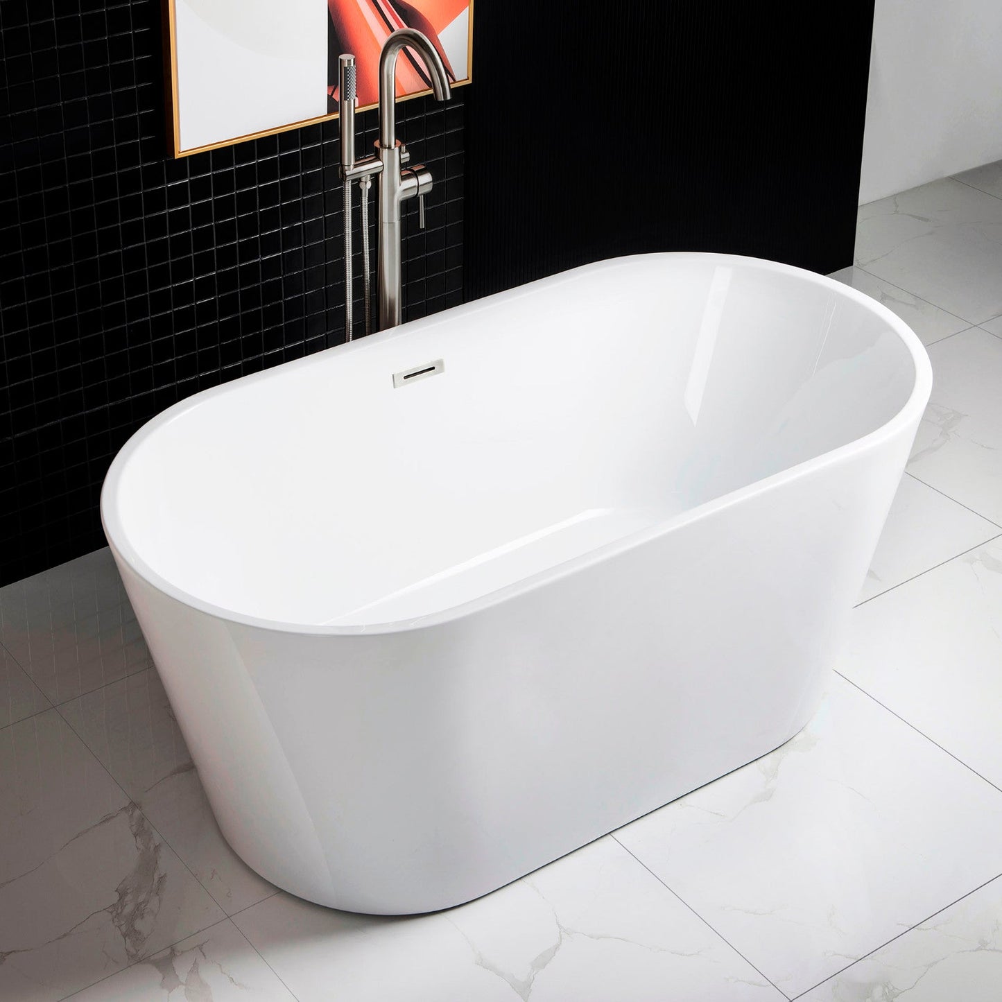 WOODBRIDGE 59" Acrylic Freestanding Bathtub Contemporary Soaking Tub
