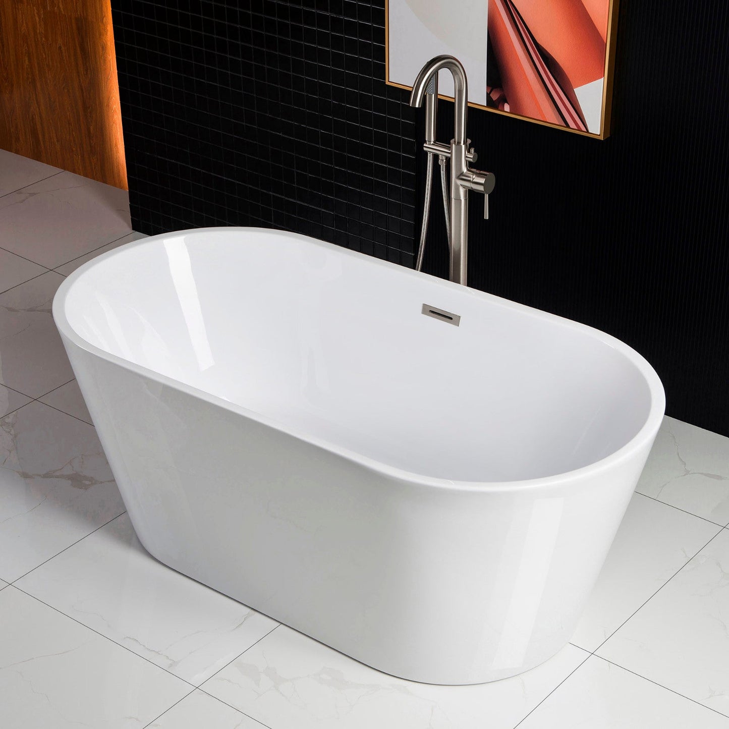 WOODBRIDGE 59" Acrylic Freestanding Bathtub Contemporary Soaking Tub