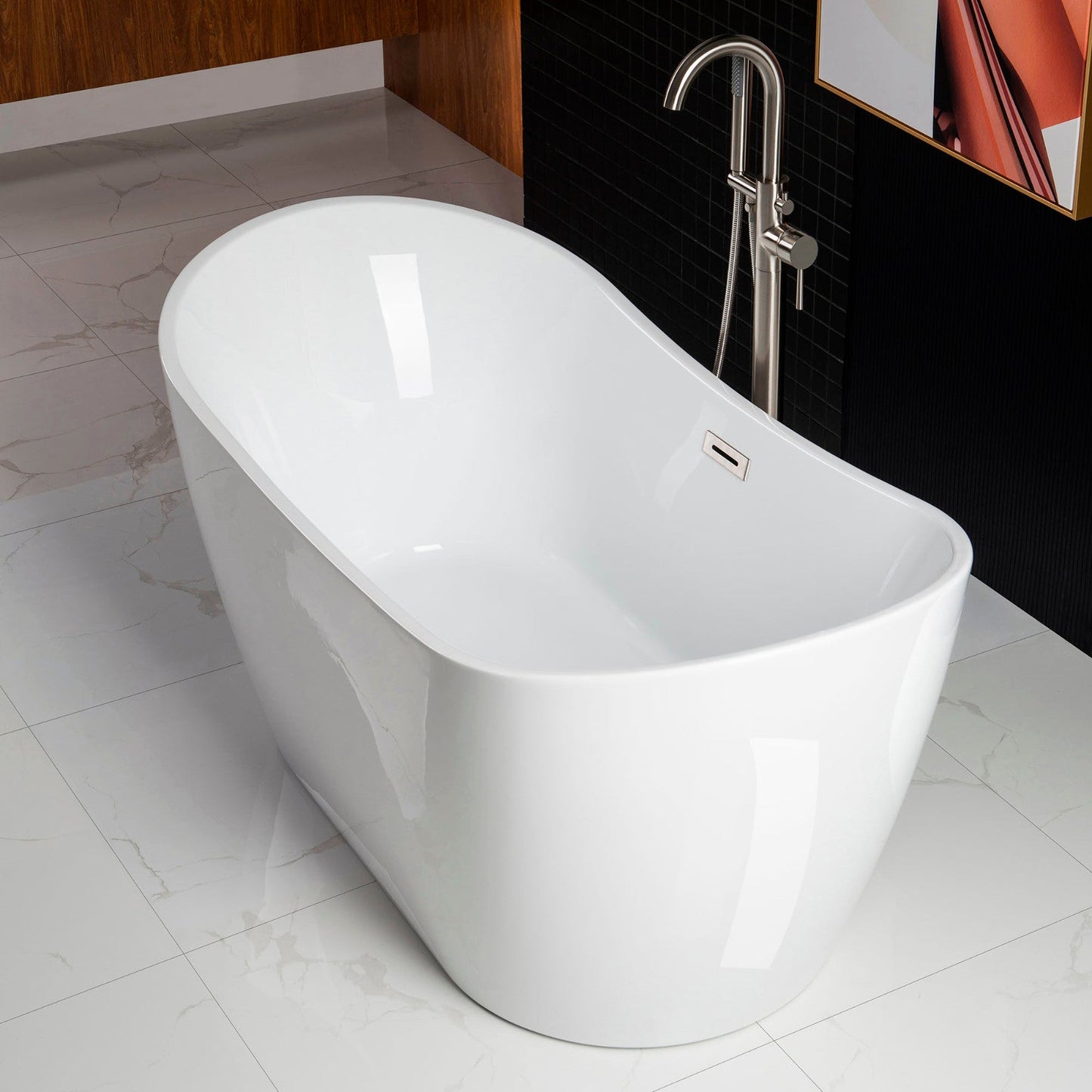 WOODBRIDGE 59" Acrylic Freestanding Bathtub Contemporary Soaking Tub