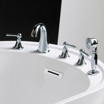 WOODBRIDGE Widespread Deck Mouted 5-Piece Roman Tub Filler with Hand Shower and Metal Lever Handle