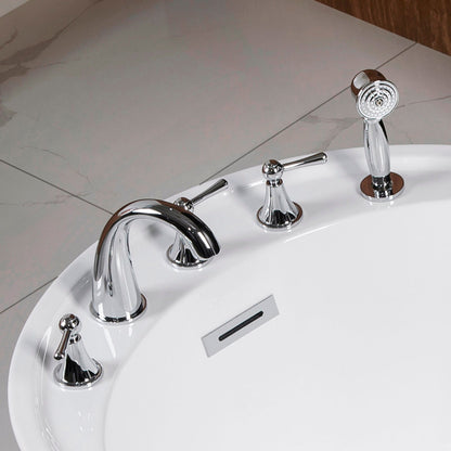 WOODBRIDGE Widespread Deck Mouted 5-Piece Roman Tub Filler with Hand Shower and Metal Lever Handle
