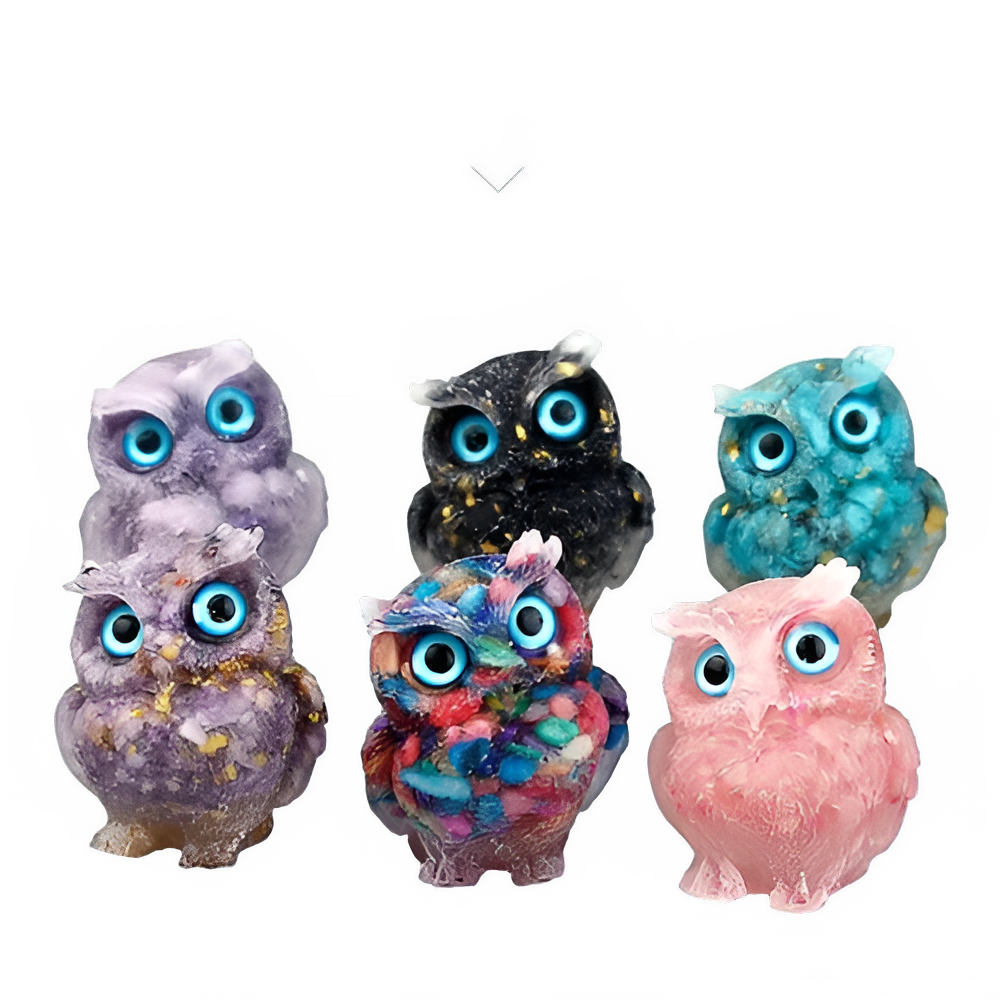 1PCS Crystal Stone Owl Animal Crafts Hand Made Small Figurines DIY Resin Table Decor Home Decor Girls Gifts