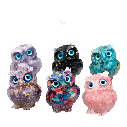 1PCS Crystal Stone Owl Animal Crafts Hand Made Small Figurines DIY Resin Table Decor Home Decor Girls Gifts