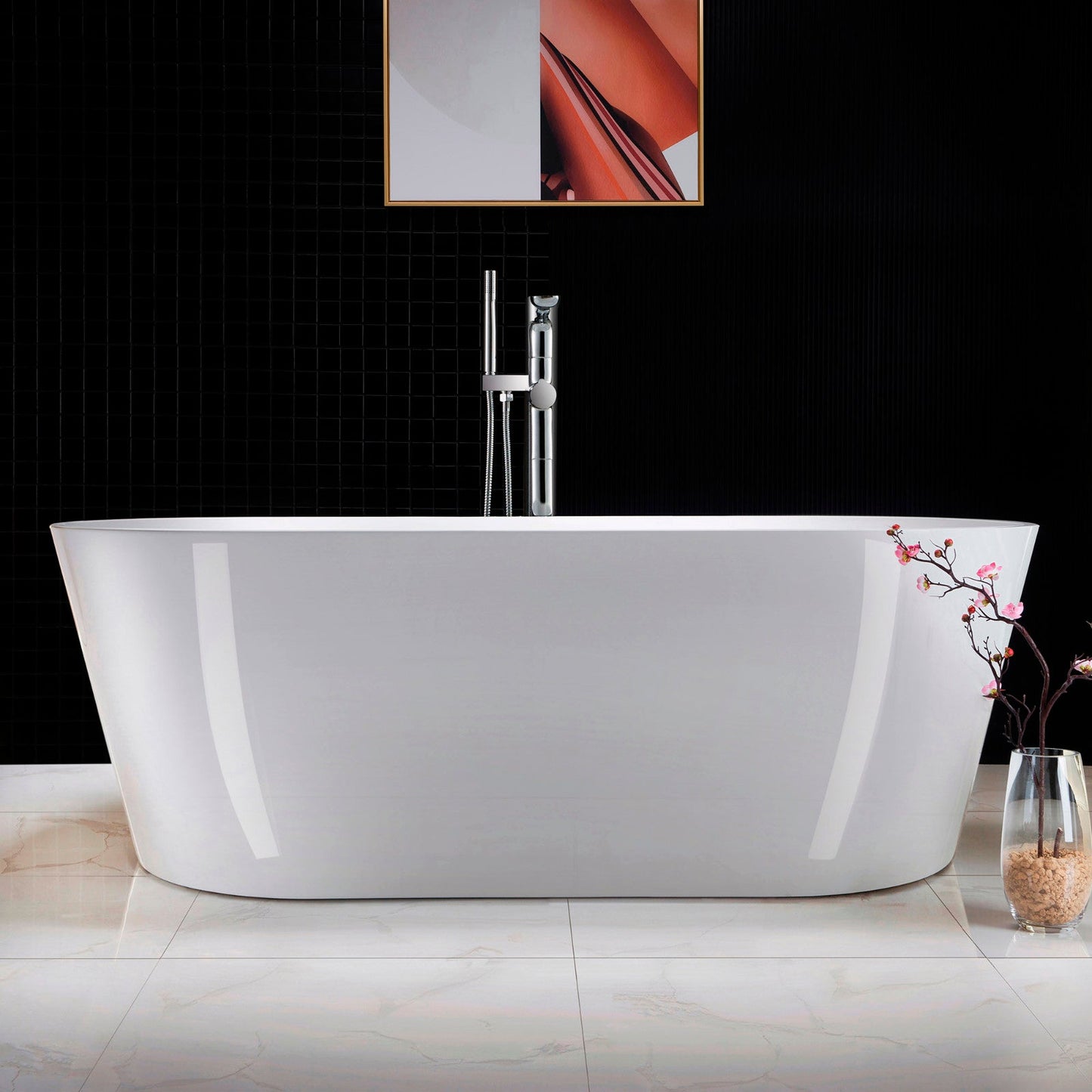WOODBRIDGE F0014BN Contemporary Single Handle Floor Mount Freestanding Tub Filler Faucet with Hand shower