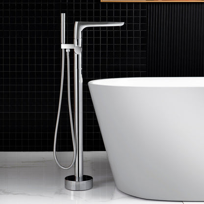 WOODBRIDGE F0014BN Contemporary Single Handle Floor Mount Freestanding Tub Filler Faucet with Hand shower