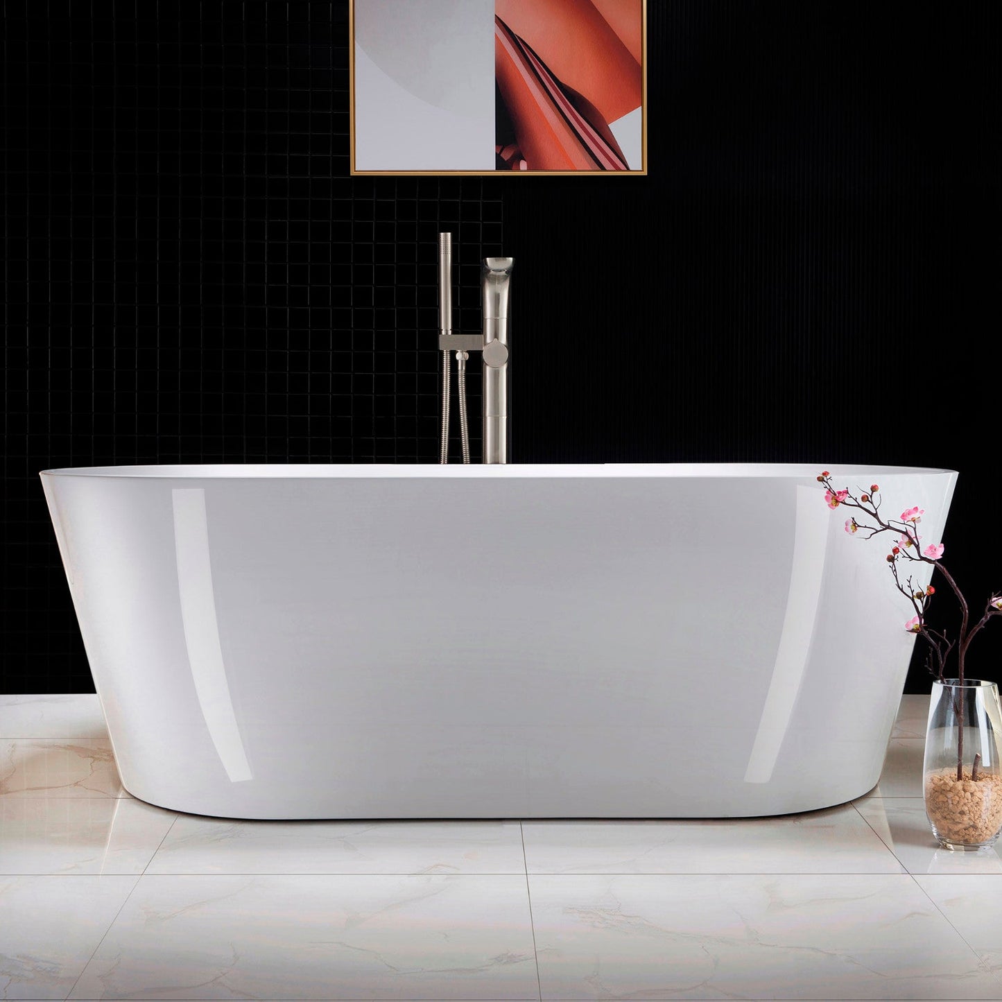 WOODBRIDGE F0014BN Contemporary Single Handle Floor Mount Freestanding Tub Filler Faucet with Hand shower