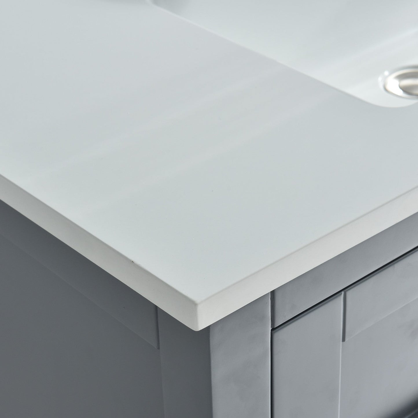 WOODBRIDGE VT3122-1000 Solid Surface Vanity Top with with Intergrated Sink and 3 Faucet Holes for 4-Inch Centerset Faucet, 31" x 22", White