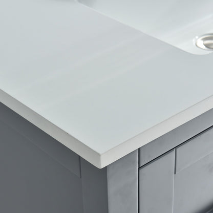 WOODBRIDGE VT3122-1000 Solid Surface Vanity Top with with Intergrated Sink and 3 Faucet Holes for 4-Inch Centerset Faucet, 31" x 22", White