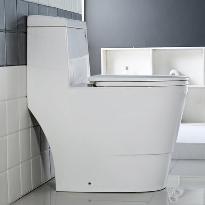 WOODBRIDGE One Piece Dual Flush 1.0/1.6 Gpf,with Soft Closing Seat, White, Elongated Toilet, Convenient 20" Seating Height