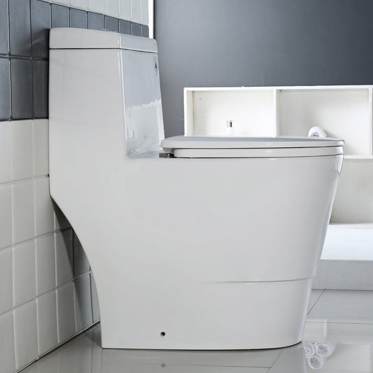 WOODBRIDGE One Piece Dual Flush 1.0/1.6 Gpf,with Soft Closing Seat, White, Elongated Toilet, Convenient 20" Seating Height