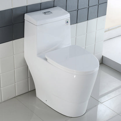 WOODBRIDGE One Piece Dual Flush 1.0/1.6 Gpf,with Soft Closing Seat, White, Elongated Toilet, Convenient 20" Seating Height