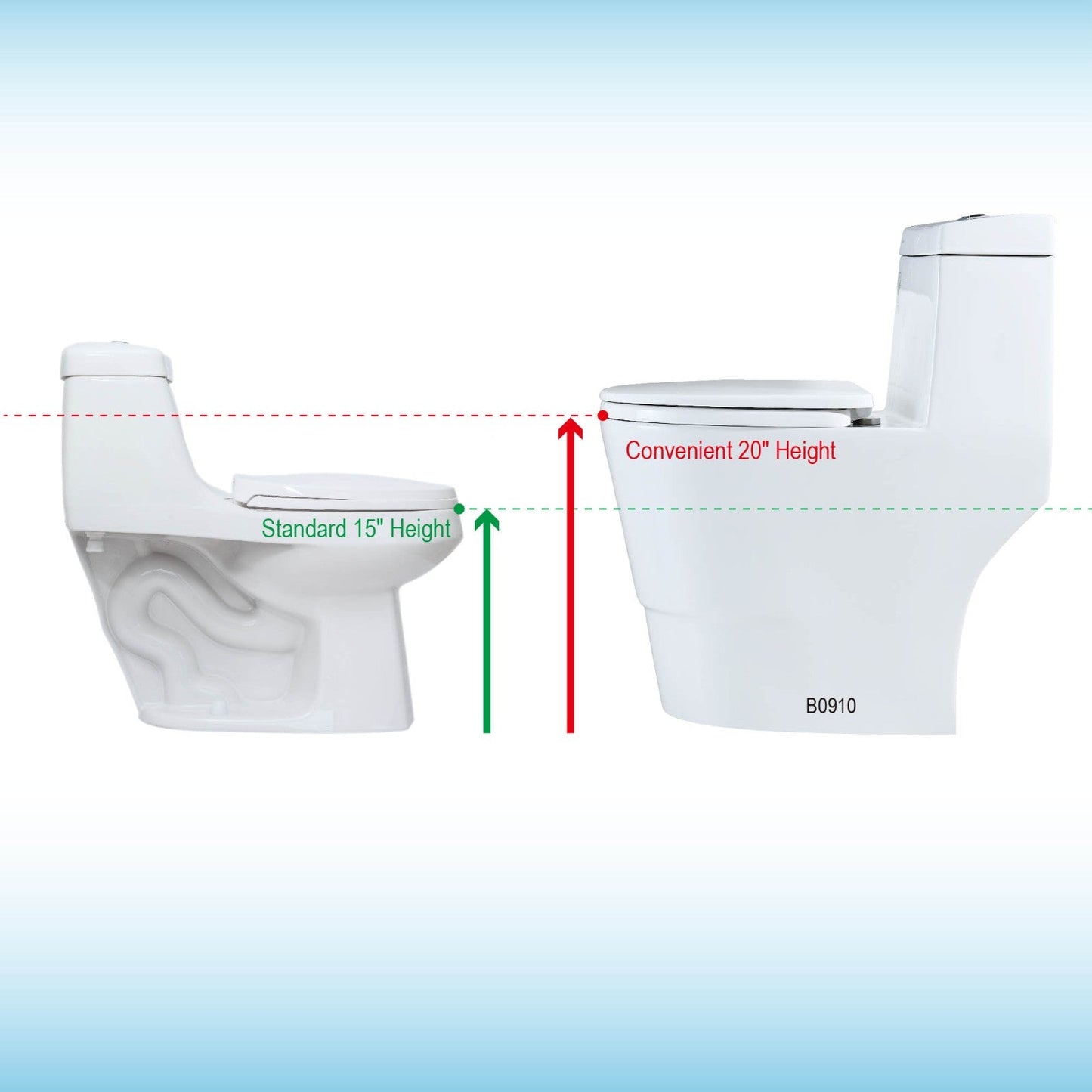 WOODBRIDGE One Piece Dual Flush 1.0/1.6 Gpf,with Soft Closing Seat, White, Elongated Toilet, Convenient 20" Seating Height