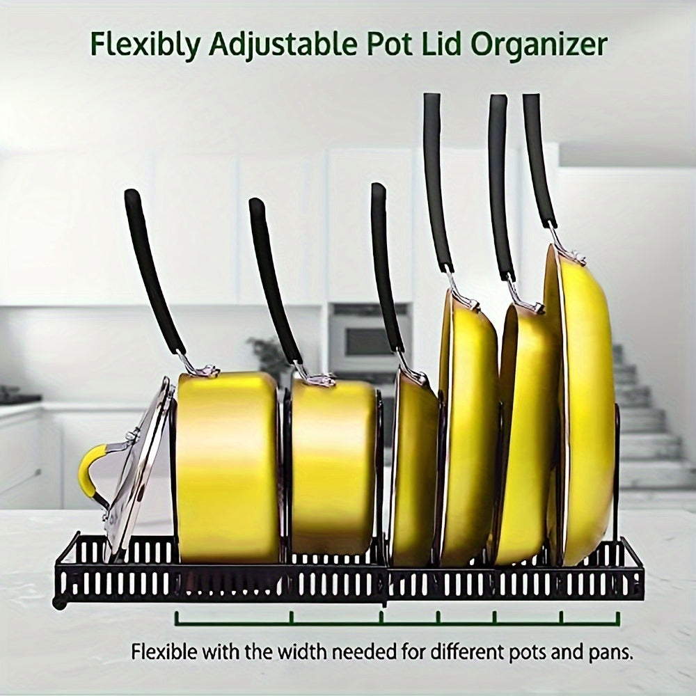 Expandable Multi-Purpose Pot Organizer Rack with Adjustable Dividers -